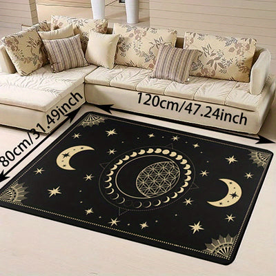 Olivenorma 1pc Black Moon Stars Sun Rugs Carpet