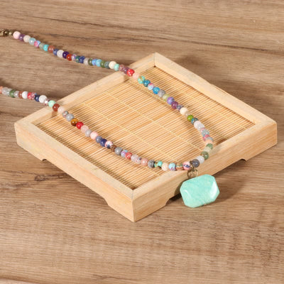 Olivenorma Geometric Amazonite Pendant Choker Mala Jewelry Necklace