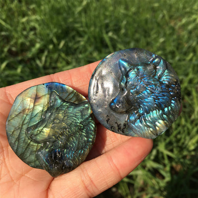 Olivenorma Natural Labradorite Wlof Totem Gemstone Decoration