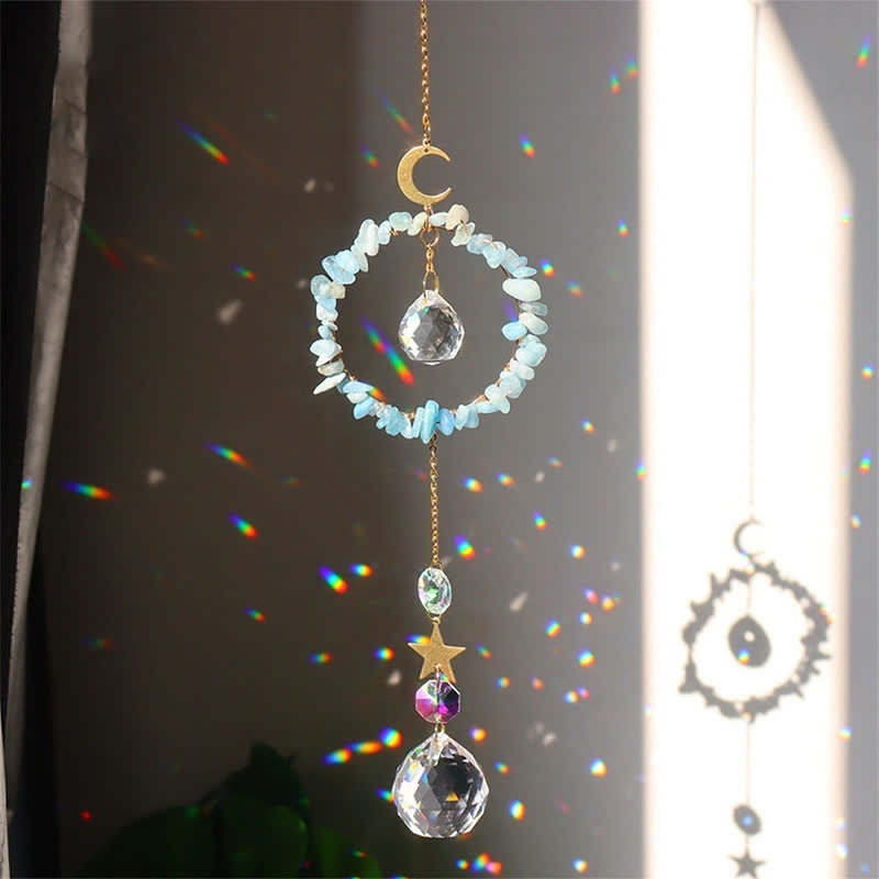 Olivenorma Crystal Circle Moon Healing Suncatcher