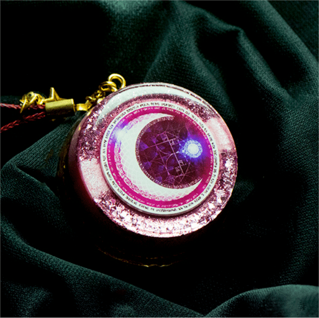 Olivenorma Moonlight Streamer Moon Phase Pink Pendant Orgone Necklace