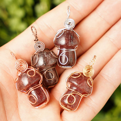 Olivenorma Natural Healing Stone Mushroom Necklace