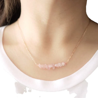 Olivenorma Natural Rose Quartz Gravel Necklace