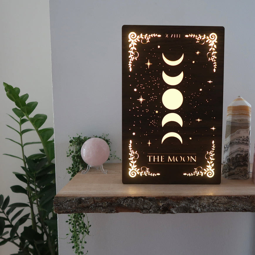 Olivenorma Moon Tarot Table Lamp Wooden Hollow Decoration