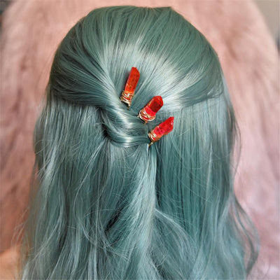 Olivenorma Handmade Thread Crystal Hairpin - Ruby Quartz - image 1