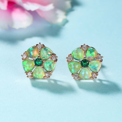 Olivenorma Opal Flower Shaped Earrings