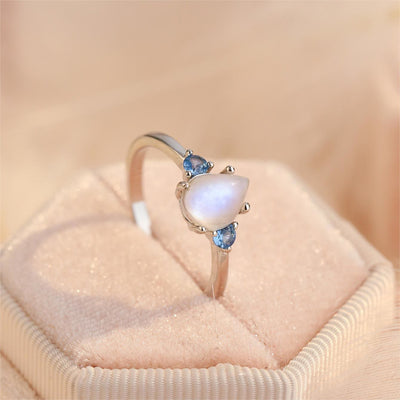 Olivenorma Moonstone Blue Topaz S925 Sterling Silver Ring