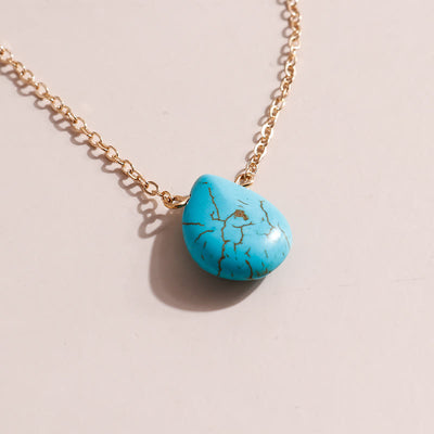 Olivenorma Turquoise Drop Shape Pendant Simple Collarbone Necklace