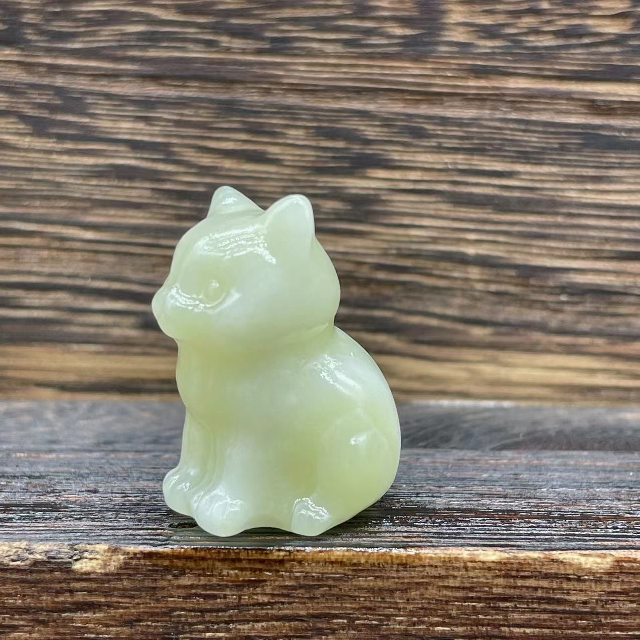 Olivenorma Natural Stone 1.2 Inch Cute Kitten Gemstone Decoration