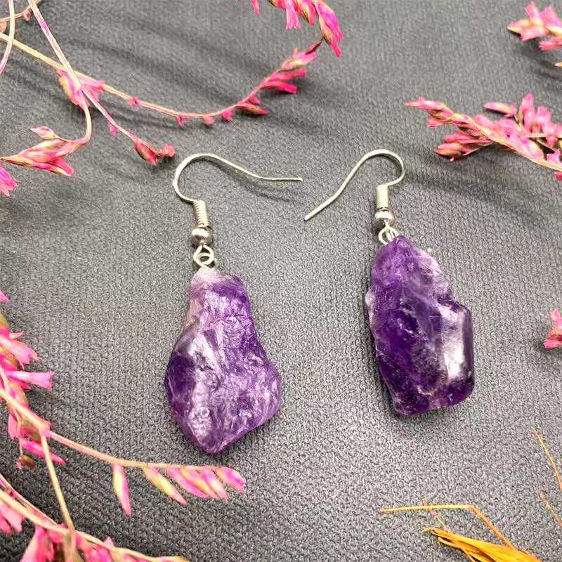 Olivenorma Irregular Natural Healing Amethyst Earrings