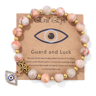 Olivenorma Natural Stone Bead Evil Eye Pendant Bracelet