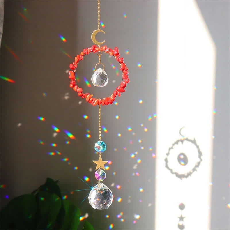 Olivenorma Crystal Circle Moon Healing Suncatcher