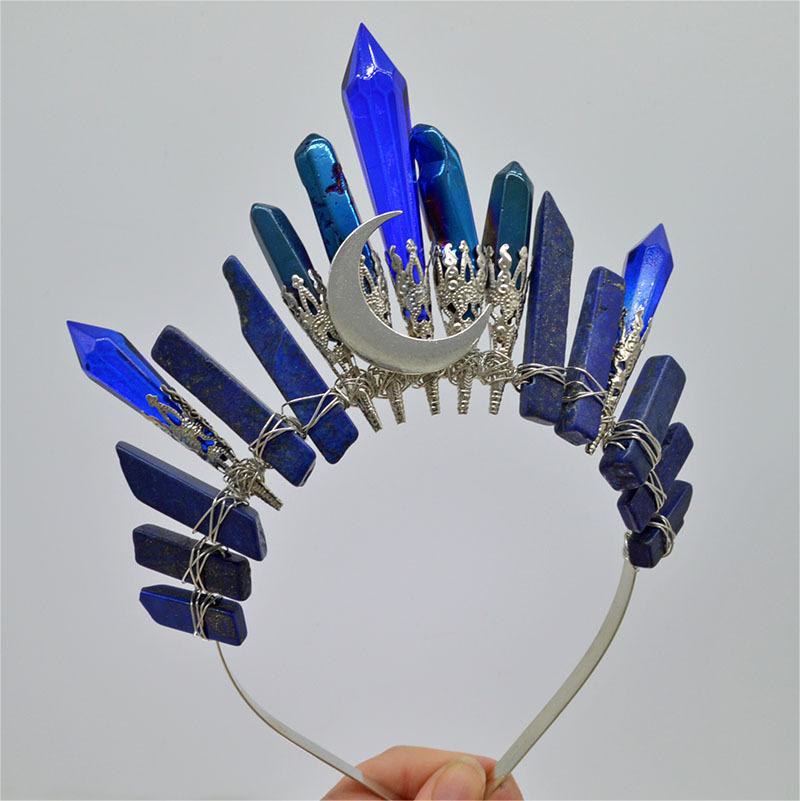 Olivenorma Handmade Moon Natural Crystal Crown - Sapphire - image 13