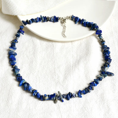 Olivenorma Irregular Shaped Polished Crystal Stone Necklace - Lapis Lazuli - image 7