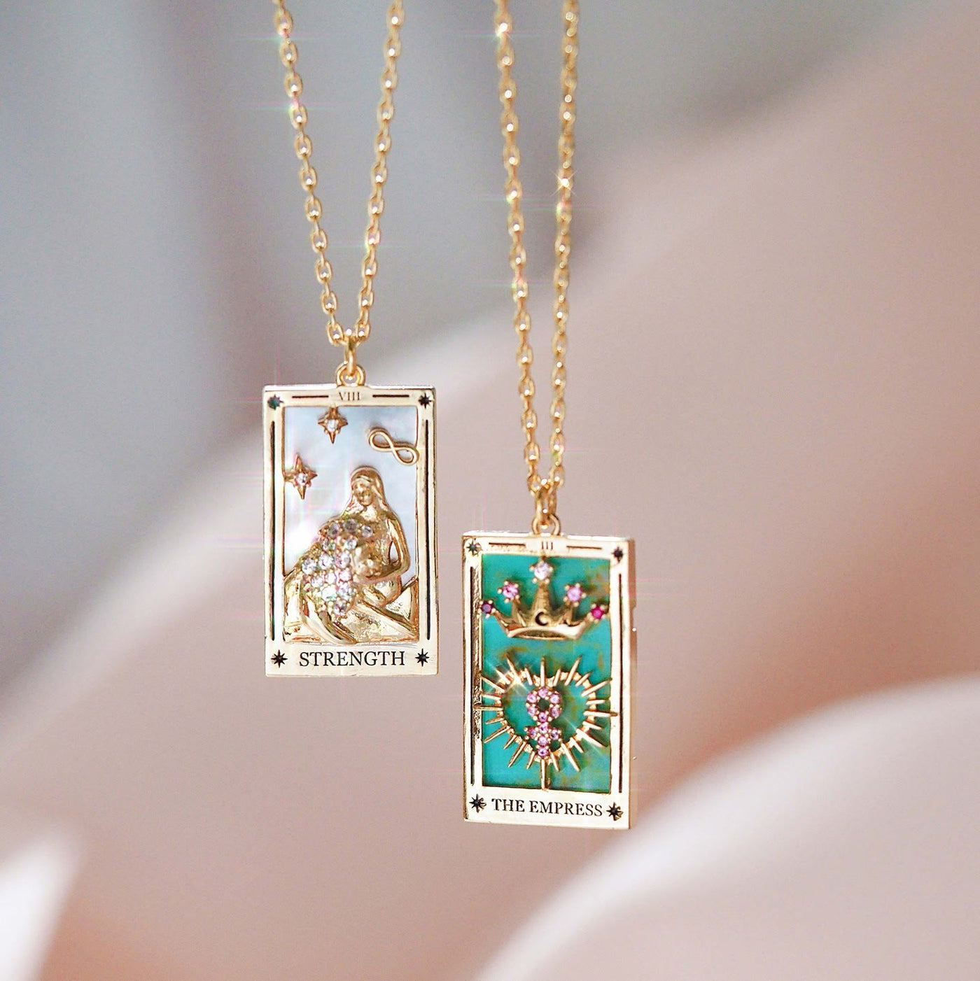 Olivenorma Zircon Electroplated Gold Tarot Oil Drop Necklace