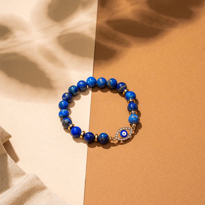 Olivenorma "Mood & Energy Protection" Lapis Lazuli Beaded Evil Eye Bracelet