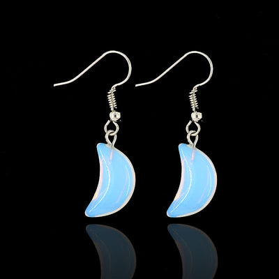 Natural Opal Moon Reki Earrings