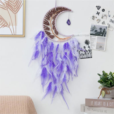 Olivenorma Natural Gravel Woven Tree of Life Moon Dream Catcher