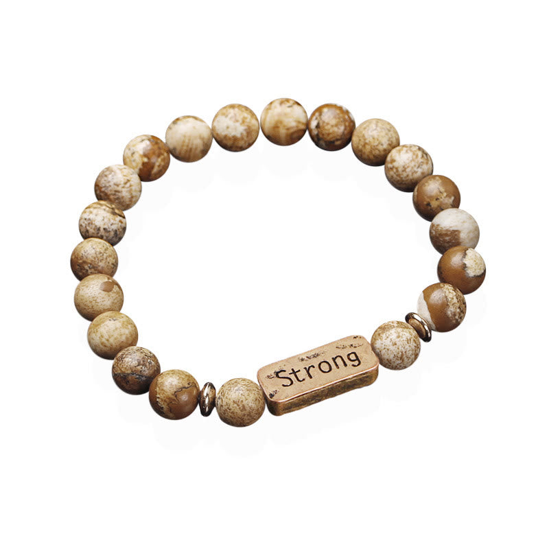 Olivenorma Natural Gemstone Strong Engraving Bracelet