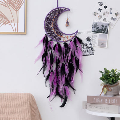 Olivenorma Natural Gravel Woven Tree of Life Moon Dream Catcher