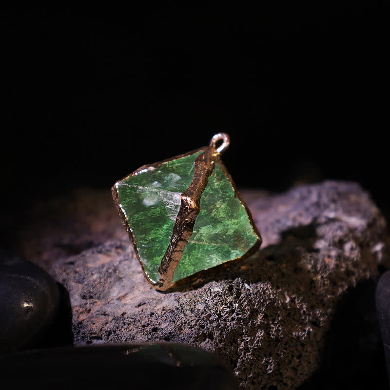 Olivenorma Green Fluorite Natural Crystal Pendant