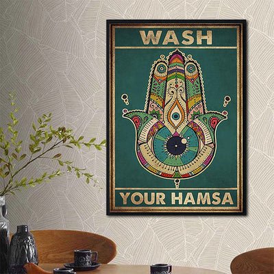 Olivenorma Chakra Yoga "WASH YOUR HAMSA" Evil Eye Poster