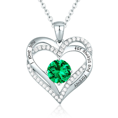 Olivenorma "I love you for always and forever" - Birtshtone Heart Necklace - Silver - May - image 20