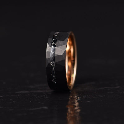 Olivenorma 8mm Black Tourmaline Tungsten Carbide Ring