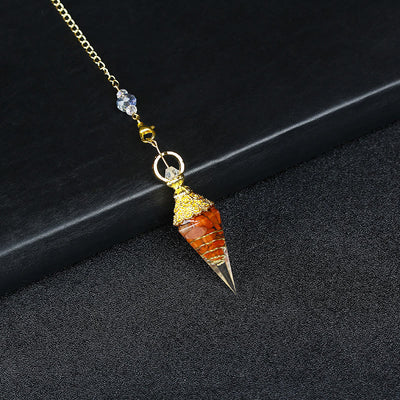 Olivenorma Natural Crystal Resin Hexagonal Pyramid Pendulum