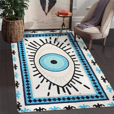 Olivenorma Blue Evil Eye Antibacterial Washable Rugs Carpet