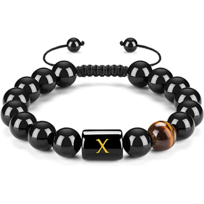 Olivenorma Tiger Eye With Black Onyx Healing Letter Bracelet