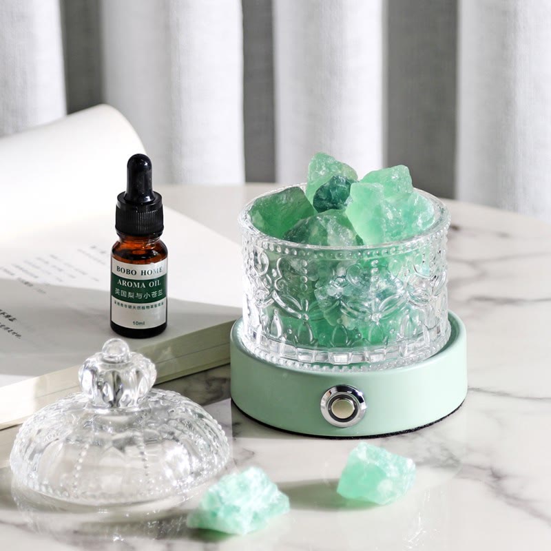 Olivenorma Rose Quartz Amazonite Clear Crystal Aromatherapy Lamp