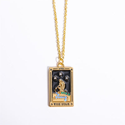 Olivenorma Zircon Electroplated Gold Tarot Oil Drop Necklace