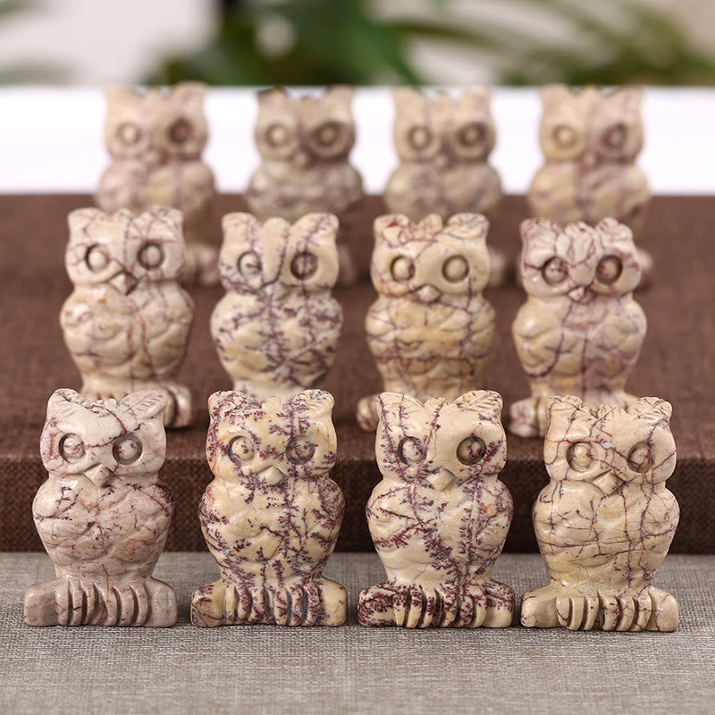 Olivenorma Owl Grass Flower Stone Ornament