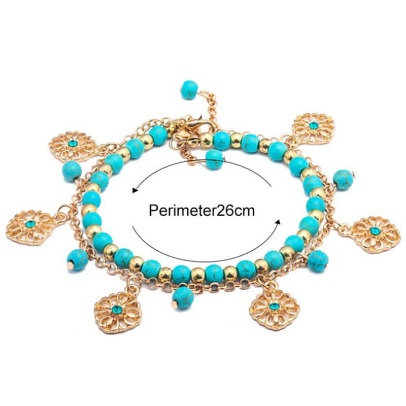 Olivenorma 2 - Piece Unique Turquoise Beaded Bracelet Anklets