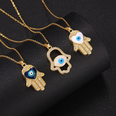 Olivenorma "Good Fortune" Hamsa With Evil Eye Necklace