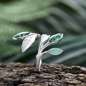 Olivenorma S925 Silver Marquise Shape Open Leaf Ring