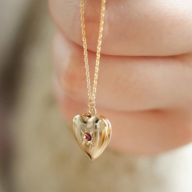 Olivenorma "Shine in My Heart"-Birthstone Heart Album Necklace