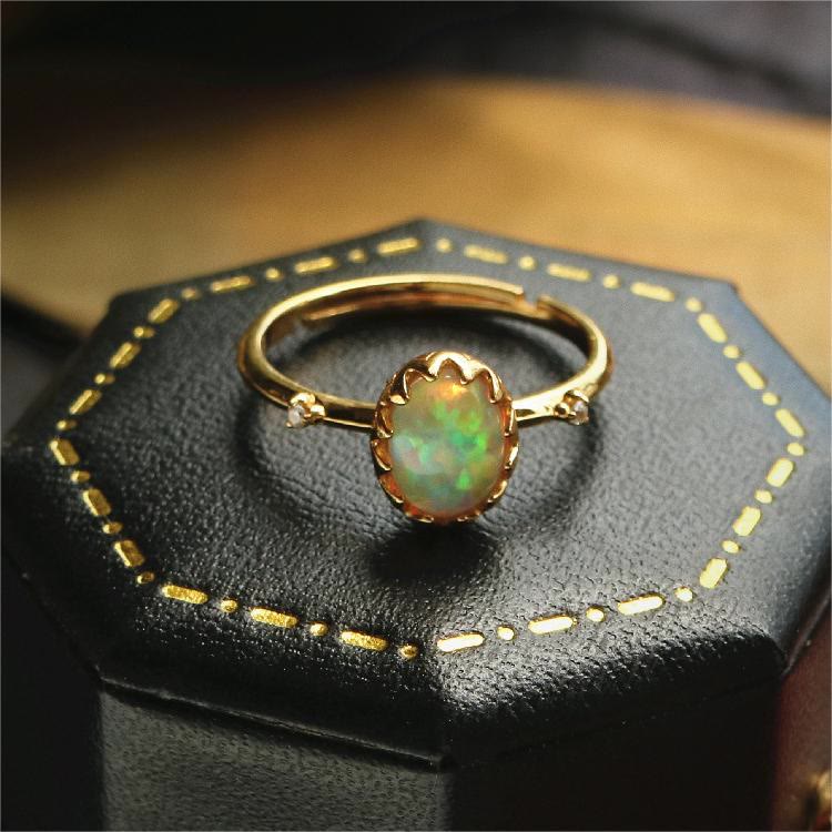 Olivenorma Opal Yellow Golden Ring Necklace