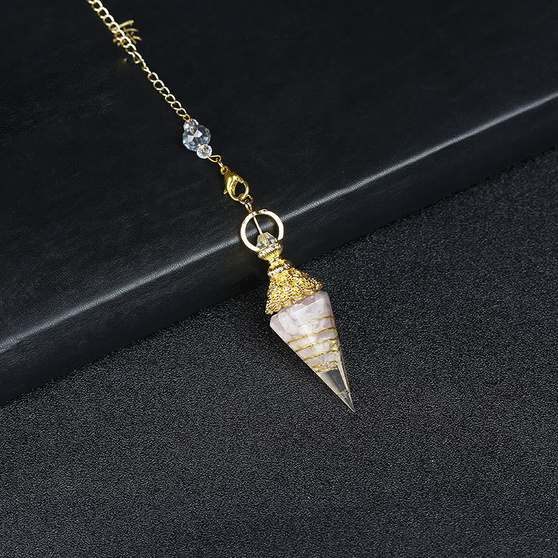 Olivenorma Natural Crystal Resin Hexagonal Pyramid Pendulum