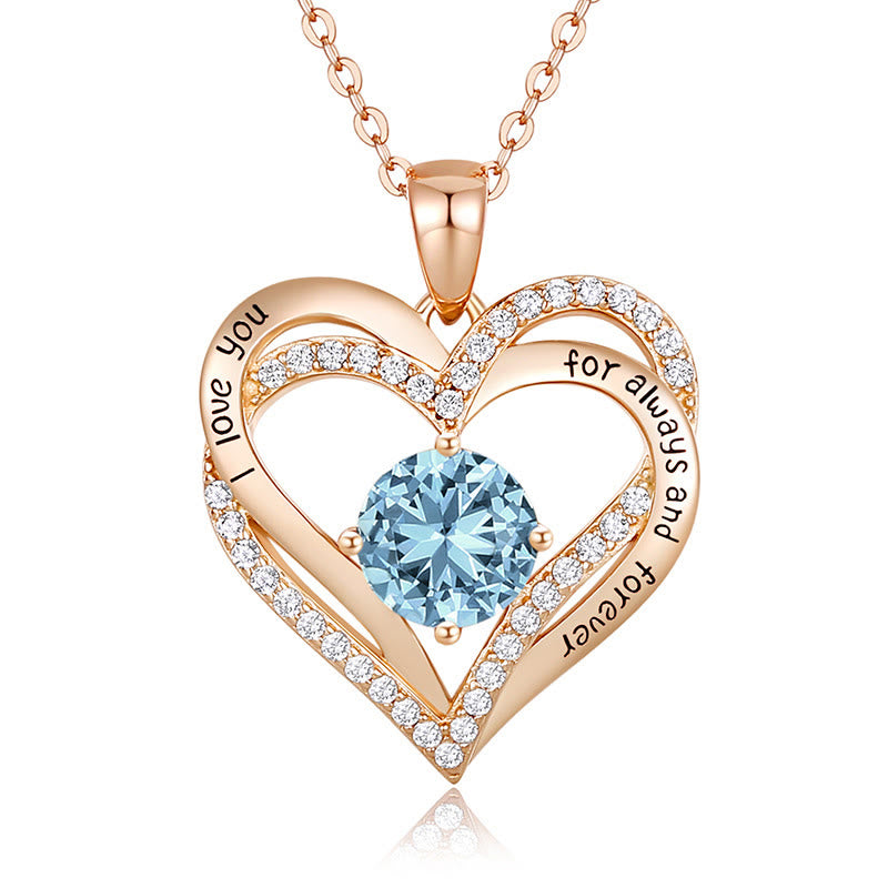 Olivenorma "I love you for always and forever" - Birtshtone Heart Necklace - Rosegold - March - image 6