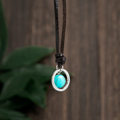 Olivenorma Ring Band Turquoise Leather Necklace - image 4