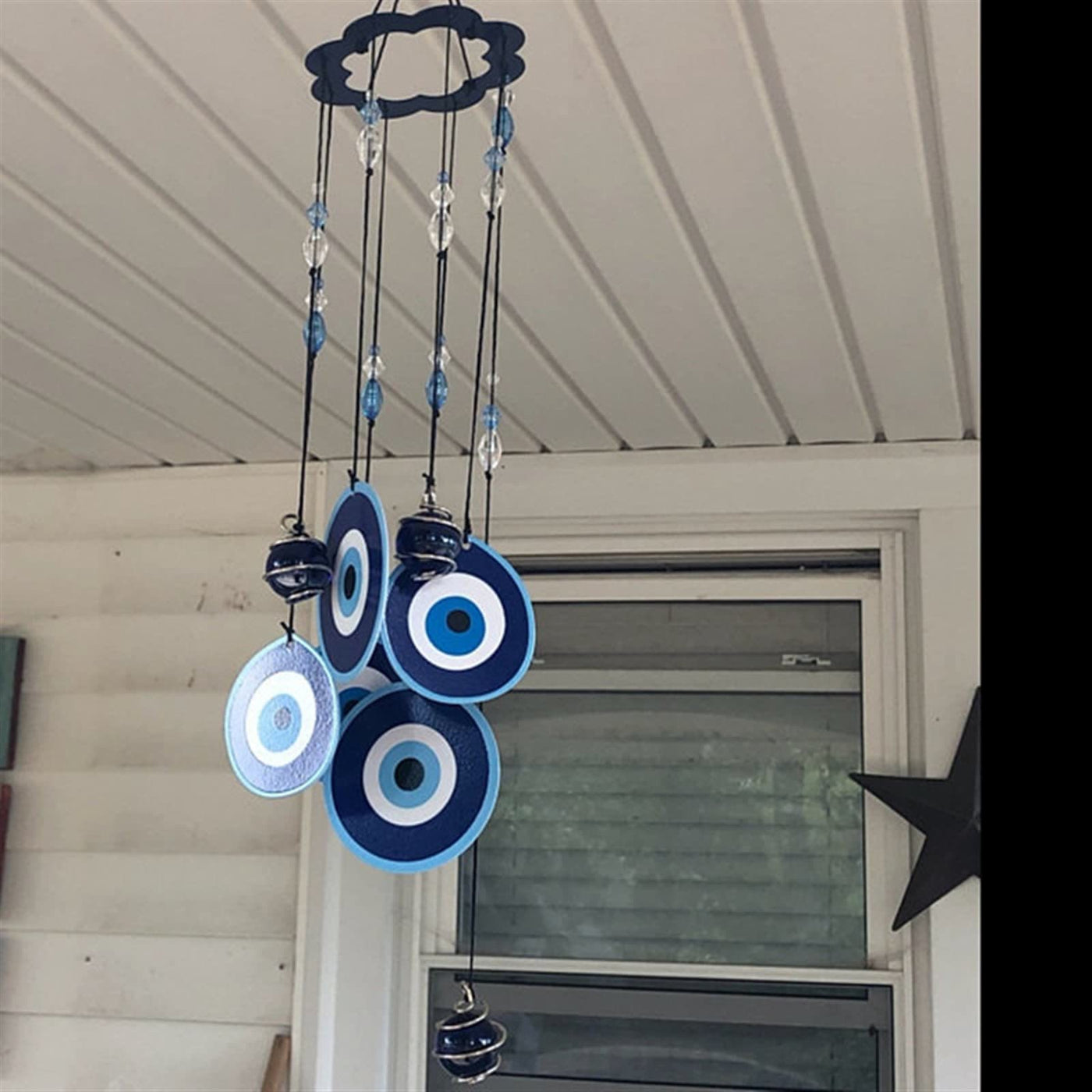 Olivenorma Blue Evil Eye Amulet Protection Wind Chime