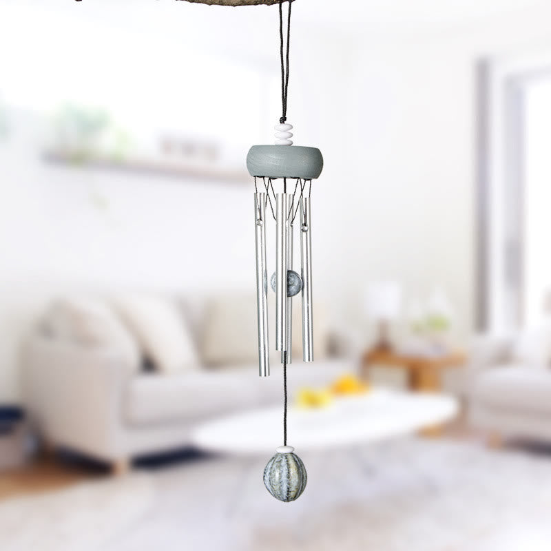 Olivenorma Solid Wood Aluminum Rod Natural Stone Wind Chime