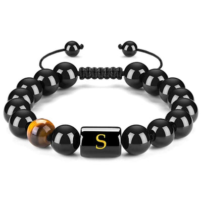 Olivenorma Tiger Eye With Black Onyx Healing Letter Bracelet