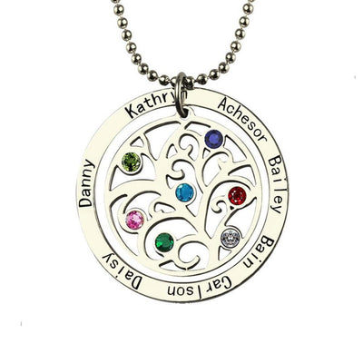 Olivenorma Tree of Life Birthstone Name Engraving Necklace