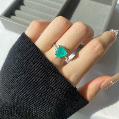 Olivenorma Heart Shape Paraiba Tourmaline Exquisite Ring