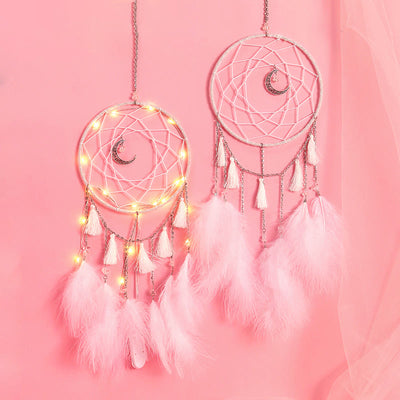 Olivenorma Fairy White Feather Moon Pendant Dream Catcher - image 1