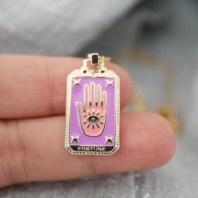 Olivenorma Retro Tarot Card Element Oil Drop Necklace