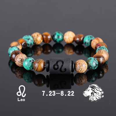 Olivenorma Tiger Eye Bronzite Beaded Zodiac Pendant Bracelet